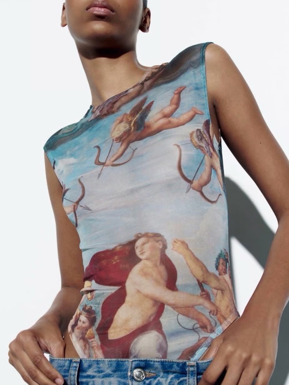 ZARA PRINTED TULLE BODYSUIT